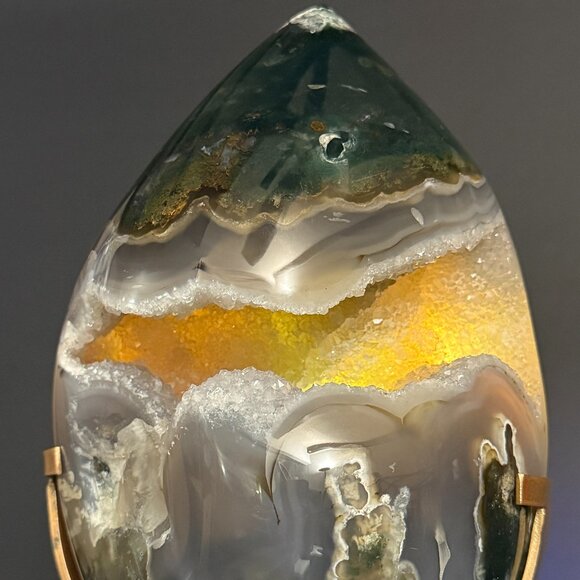 Rare Moss Agate Tear Drop Druzy Crystal 7lbs 2.2oz Earth Land Water Natural Geod - Picture 1 of 15